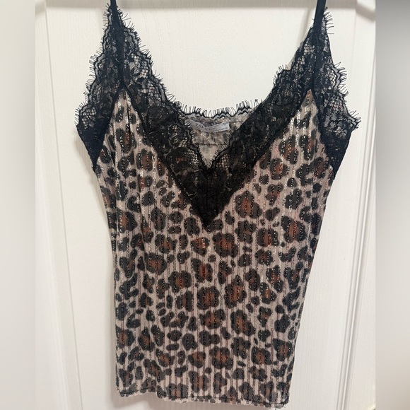 Zara Tops - Zara Animal Print Chemise with Black Lace